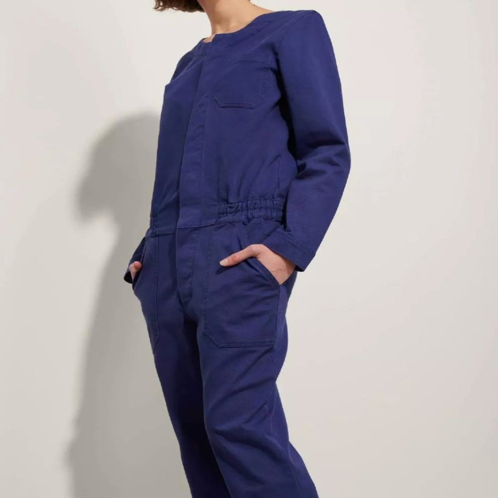 Le Mont St Michel COTTON TWILL COVERALL Navy Size 38 (Medium)